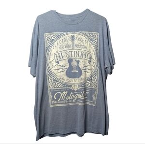 Hi-Strung Graphic Blueish Gray Men's L T-Shirt Electric Acoustic Guitar Music EC